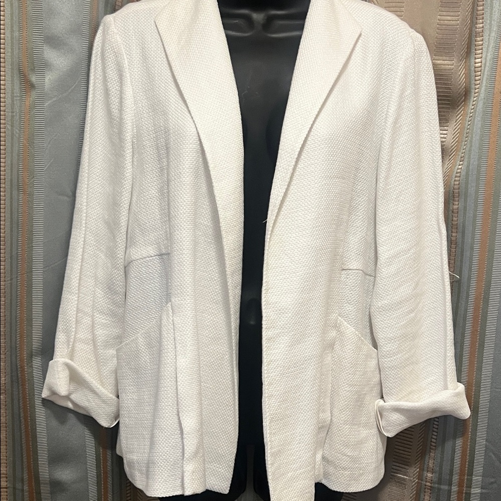 Eileen Fisher  White Linen Blend Women's Blazer Size Small